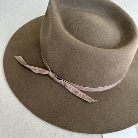 NWT Lack Of Color Moss Zulu Wool Felt Fedora Hat In Moss Brown Wide Brim - Picture 7 of 11